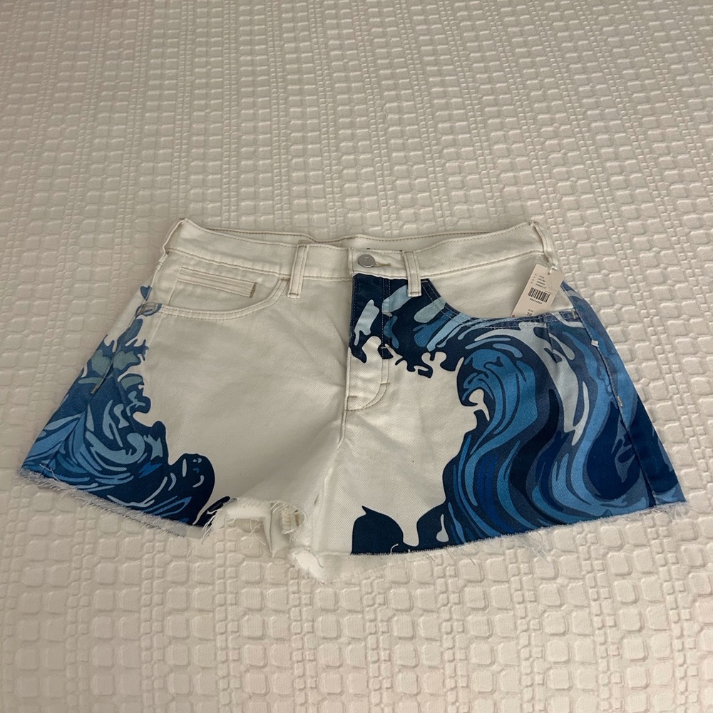 Anthropologie, Pilcro,The Devon Denim Shorts. Blue Ocean Wave Design. - Picture 5 of 10